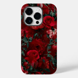 Boho rode esthetische bloemachtergrond Case-Mate iPhone 14 pro hoesje