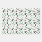 Boho Rode Groene Kerstbomen Vakantie Inpakpapier Vel (Voorkant 3)