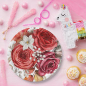 Boho Rode Herfst Bloemen Bruiloft Papieren Bordje (Feest)