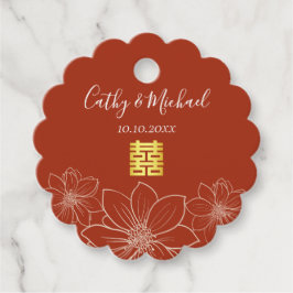 Boho rode moderne bloemen Chinese bruiloft Bedankjes Labels