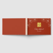 Boho rode moderne bloemen Chinese bruiloft Gastenboek (Volledig)