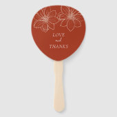 Boho rode moderne bloemen Chinese bruiloft Handwaaier (Achterkant)