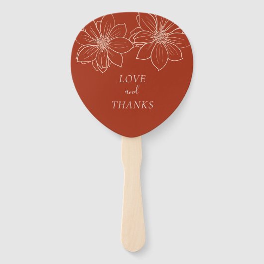 Boho rode moderne bloemen Chinese bruiloft Handwaaier (Achterkant)