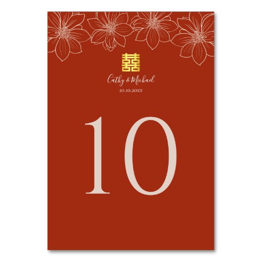 Boho rode moderne bloemen Chinese bruiloft Kaart (Achterkant)