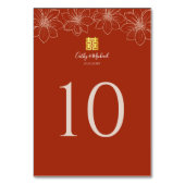 Boho rode moderne bloemen Chinese bruiloft Kaart (Voorkant)