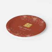 Boho rode moderne bloemen Chinese bruiloft Papieren Bordje (Gekanteld)