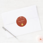Boho rode moderne bloemen Chinese bruiloft Ronde Sticker (Envelop)