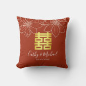 Boho rode moderne bloemige Chinese bruiloft Kussen (Voorkant)
