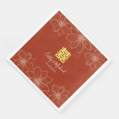 Boho rode moderne bloemige Chinese bruiloft Servet (Hoek)