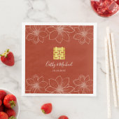 Boho rode moderne bloemige Chinese bruiloft Servet (Insitu)