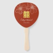 Boho rode moderne bloemrijke Chinese bruiloft Handwaaier (Voorkant)