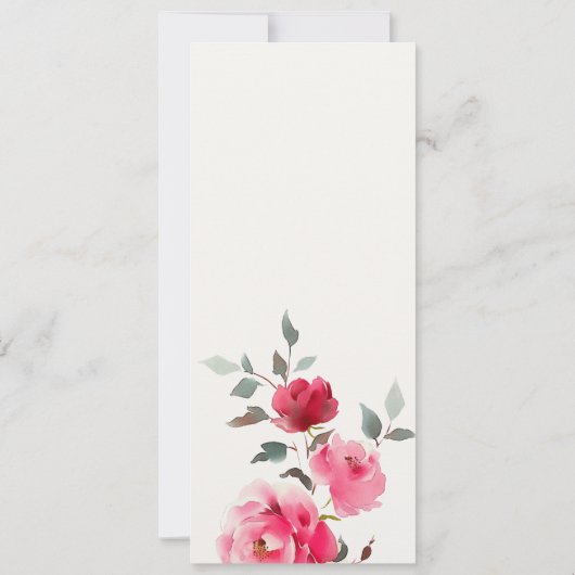 Boho Rode Roze Roos Bloemen Trouw Menu Kaart (Achterkant)