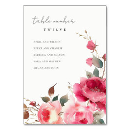 Boho Rode Roze Roze Bloemen Trouwstoel Grafiek Kaart