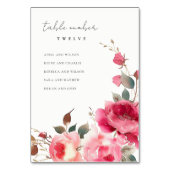 Boho Rode Roze Roze Bloemen Trouwstoel Grafiek Kaart (Voorkant)