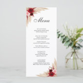 Boho Rode Rozen en Pampagras Menu (Staand voorkant)