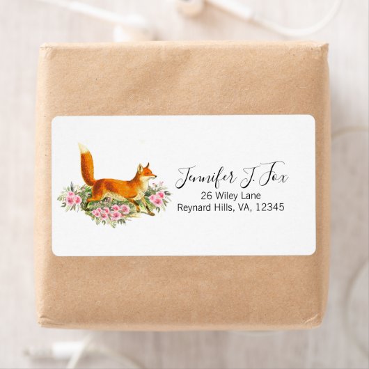 Boho  Rode Vos Roze Bloemen Rozen Etiket (Insitu)