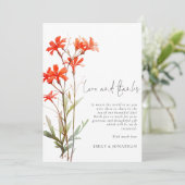 Boho Rode Wildbloemen 3 foto QR Bruiloft Bedankt Kaart (Staand voorkant)