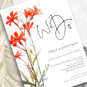 Boho Rode Wildbloemen We doen 3 foto QR Bruiloft Kaart