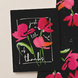 Boho Rode Wilde Bloem Script Bedankkaart 