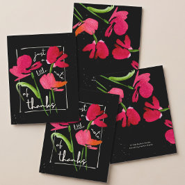 Boho Rode Wilde Bloem Script Dankkaart  Bedankkaart