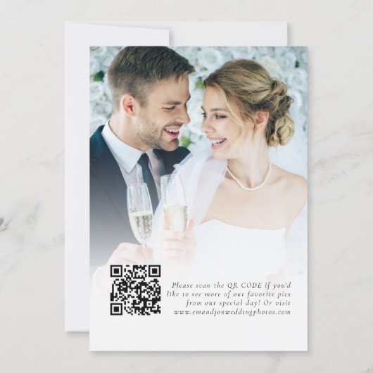 Boho rode wilde bloemen foto QR bruiloft Bedankt Kaart (Achterkant)