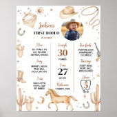 Boho Rodeo Eerste Verjaardag Foto Mijlpaal teken Poster (Voorkant)