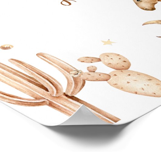 Boho Rodeo Eerste Verjaardagsfeest Mijlpaal teken Poster (Hoek)