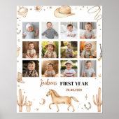 Boho Rodeo Eerste Verjaardagsfeest Mijlpaal teken Poster (Voorkant)