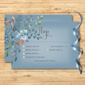 Boho Roest & Blauw Bloemen Bruiloft Blauw Diner RSVP Kaartje