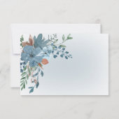 Boho Roest & Blauw Bloemen Bruiloft Wit Diner RSVP Kaartje (Achterkant)