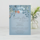 Boho Roest Blauw Bloemig Iets Blauws Bruiloftsfees Kaart (Staand voorkant)