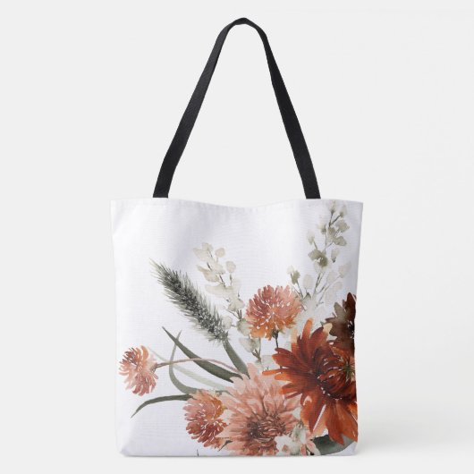 Boho Roest Bloem Boeket Tote Bag (Achterkant)