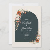 Boho Roest en Witte Madeliefjes Bruiloft Kaart (Voorkant)