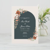 Boho Roest en Witte Madeliefjes Bruiloft Kaart (Staand voorkant)