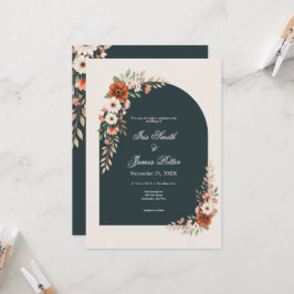 Boho Roest en Witte Madeliefjes Bruiloft Kaart