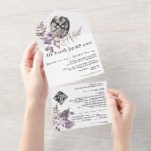 Boho Roest Gotische Viking Symbolen Wildflower Bru All In One Uitnodiging (Afscheurbaar)