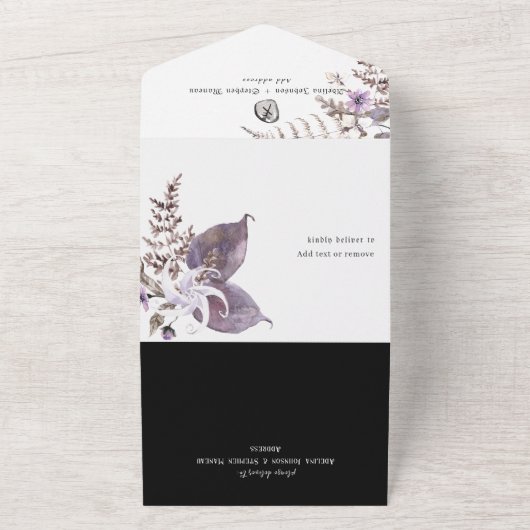 Boho Roest Gotische Viking Symbolen Wildflower Bru All In One Uitnodiging (Buitenkant)