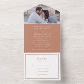 Boho Roest Modern Foto Bruiloft All In One Uitnodiging (Binnen)