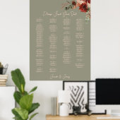 Boho Roest Neutraal Herfst Bloem Groen Trouwstoel Poster (Thuiskantoor)