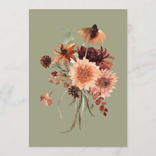 Boho Roest & Neutraal Saliegroen Herfst Bloem Brui Menu (Achterkant)