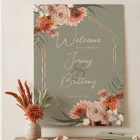 Boho Roest & Neutrale Herfst Bloem Sage Groen Fram
