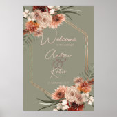 Boho Roest & Neutrale Herfst Bloemen Groene Bruilo Poster (Voorkant)