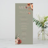 Boho Roest Neutrale Herfst Bloemen Salie Groene Br Menu (Staand voorkant)