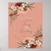 Boho Roest & Neutrale Herfst Bloemige Perzik Roest Poster (Voorkant)