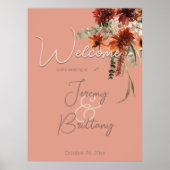 Boho Roest & Neutrale Herfst Bloemige Perzik Roest Poster (Voorkant)