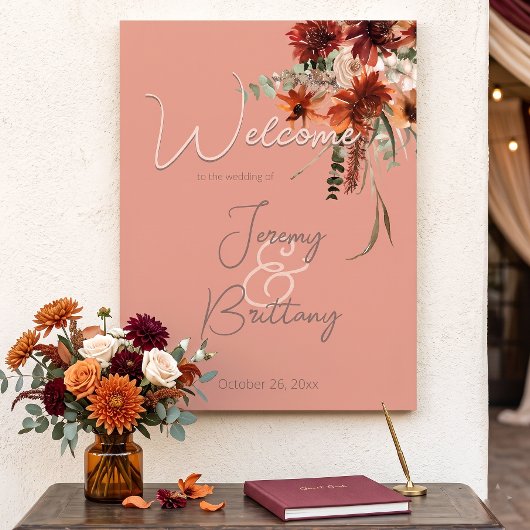 Boho Roest & Neutrale Herfst Bloemige Perzik Roest Poster