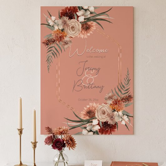 Boho Roest & Neutrale Herfst Bloemige Perzik Roest Poster