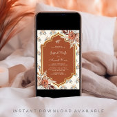 Boho Roest Oranje Punjabi Anand Karaj Sikh Huwelij Kaart