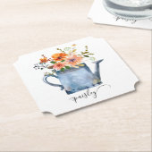 Boho Roest Oranje Waterverf Bloemen Gietkan Kartonnen Onderzetters (Gekanteld)