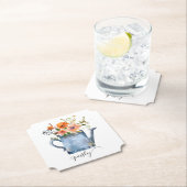 Boho Roest Oranje Waterverf Bloemen Gietkan Kartonnen Onderzetters (Insitu)